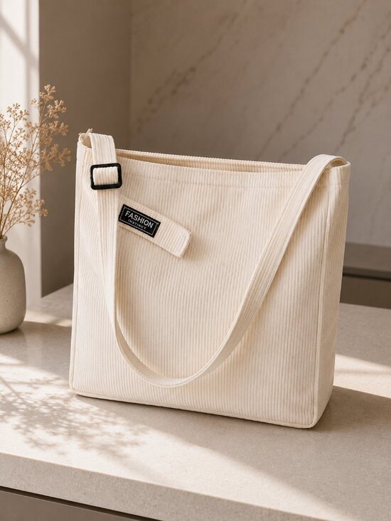 Fashion instant Handbags - Women Corduroy Shoulder Bag Soft Tote Large Capacity Handbag